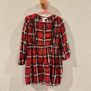 5T red, black, and gold plaid Christmas dress for girls